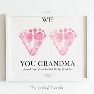 Zwillings Fußabdrücke Geschenk für Oma | Valentinstag Geschenk von Zwillingen | Druckbares Andenken | Wir lieben dich Fußabdruck Herzform | Geburtstagsgeschenk