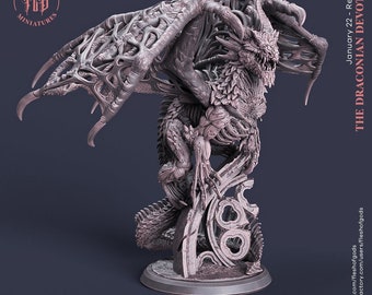 3D Printed Miniature Model-D&D-Tabletop Gaming-Undead-Dungeons and Dragons-Wargaming-Monster | Dracolich by Flesh Of Gods