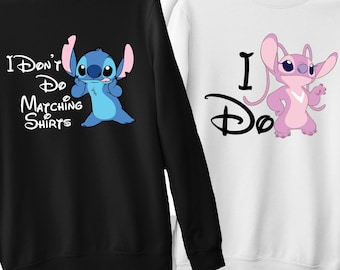 Sudadera de Stitch de Disney, suéter divertido "No lo hago", camiseta a juego de Stitch, camiseta de pareja de Stitch de Disney, camisetas de Stitch y ángel de Disney
