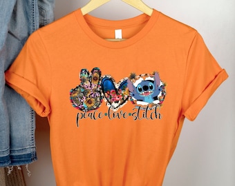 Stitch Shirt, Lilo and Stitch Shirt, Peace Love and Stitch, Disney Shirt, Graphic Tee, Bleach Shirt, Bleached Graphic Tee, Cute Stitch Shirt