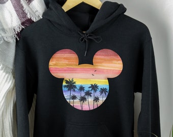 Mickey Head Summer Hoodie, Palm Sweatshirt, Disney Vacation Hoodie, Beach Sweater, Mickey Mouse Hoodie, Gift For Her, Gift for His, Vacation