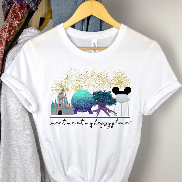 Meet me at my happy place shirt, Disney world Disneyland shirt, Disney trip shirts, Family vacation shirts, Matching Disney shirts