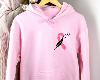 Roze Ribbon Hoodie, Borstkanker Sweatshirt, Kanker Lint Sweatshirt, Cancer Warrior Hoodie, Cancer Support, Cancer Survivor Sweatshirt