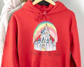 Meet me at my happy place hoodie, Disney world Disneyland sweatshirt, Disney trip hoodie, Family vacation hoodie, Matching Disney hoodie