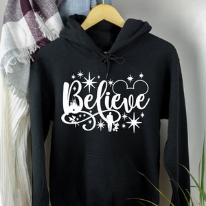 Disney Believe Hoodie, Disney Family and couple hoodie, Disney youth and toddler hoodie, Minnie birthday girl, believe in magic sweatshirt