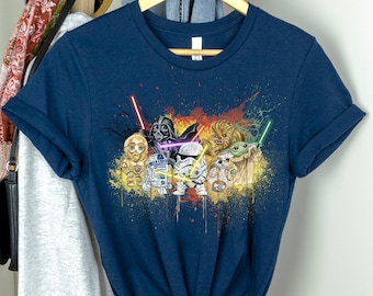 Star Wars Disney T-shirt, Darth Vader R2d2 Bb8 shirts, Stormtrooper C-3PO Baby Yoda tshirt, Star Wars Vintage Retro shirt, Vacation tshirt
