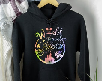 World Traveler Hoodie, Mickey and Minnie disney Hoodie, Disney Family and couple Sweatshirt, Disney youth hoodie, disney world traveler