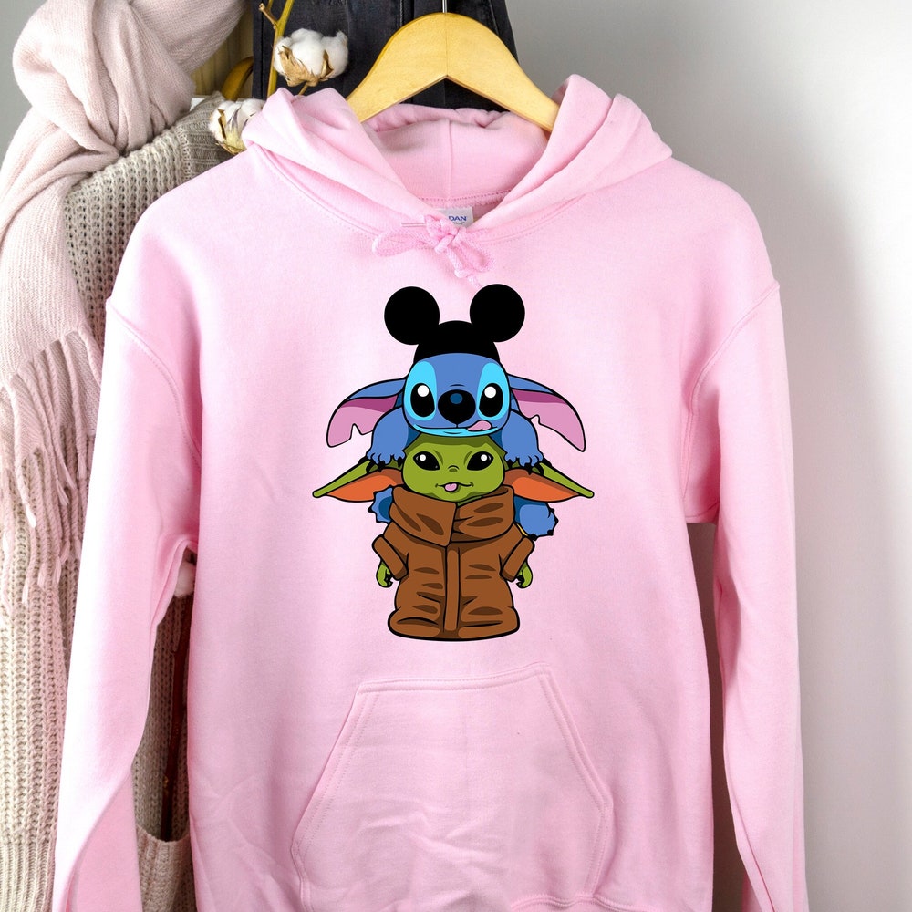 Baby Yoda And Stitch Disney Hoodie, Disneyworld Family Hoodie, Stitch Hoodie, Star Wars Disney Sweatshirt, Baby Yoda Disney Ears, Stitch Tee