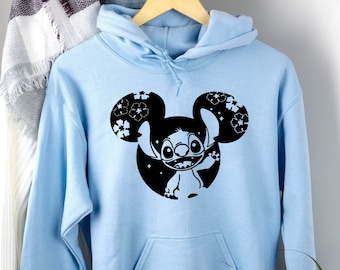 Mickey Mouse Head Stitch Hoodie, Mickey and Minnie disney vacation Hoodie, Disney Family and couple Sweatshirt, Disney stitch hoodie sweater
