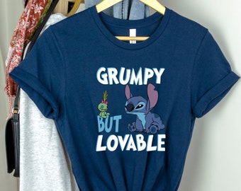 Stitch Grumpy But Lovable Shirt, Disney Stitch Shirt, Lilo And Stitch, Disney Movie Shirt, Ohana Means Family Shirt, Gifts For Her, Disney