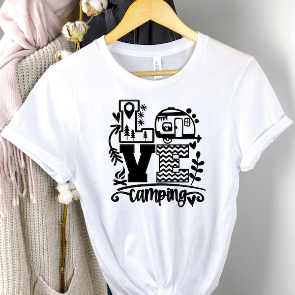 Camping tshirt, Love Camping shirt, Camping tshirt, Road Trip shirt, Drinking Outside, Ethical Clothing, Hiking gift,Adventure Camping shirt