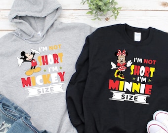 Je ne suis pas court Je suis Mickey Minnie taille Hoodie, Disney Famille et couple sweat à capuche, Mickey et Minnie Sweatshirt, Disney Minnie et Mickey hoodie