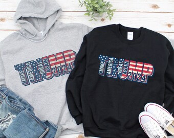 Sudadera con capucha Trump 2024, sudadera pro Trump, sudadera con capucha pro América, suéter republicano, regalos republicanos, regalos patrióticos, sudadera Trump 2024