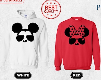 Minnie Mouse Sweatshirt, Disneyworld Hoodie, Disneyland Vacation Sweatshirt, Family Vacation Disney Hoodie, Disney Ears Sweatshirt couple