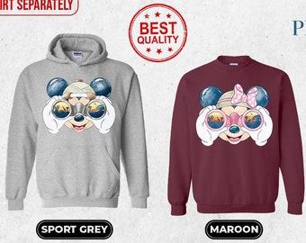 Disney Safari Minnie Mickey Hoodie, Disney Mickey Minnie Binoculars Sweatshirt, Disney Family and couple Hoodie, Mickey and Minnie hoodie