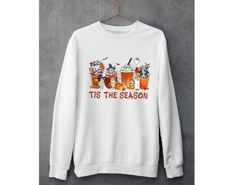 Sudadera familiar de Halloween Blu.ey, sudadera con capucha Blu.ey Tis The Season, sudadera familiar de Halloween, sudadera con capucha Friends Blu.ey, sudadera de dibujos animados