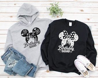 Disney Birthday Squad Mickey and Minnie Hoodie, Disney Family and couple hoodie, Disney youth and toddler hoodie, Disney birthday hoodie