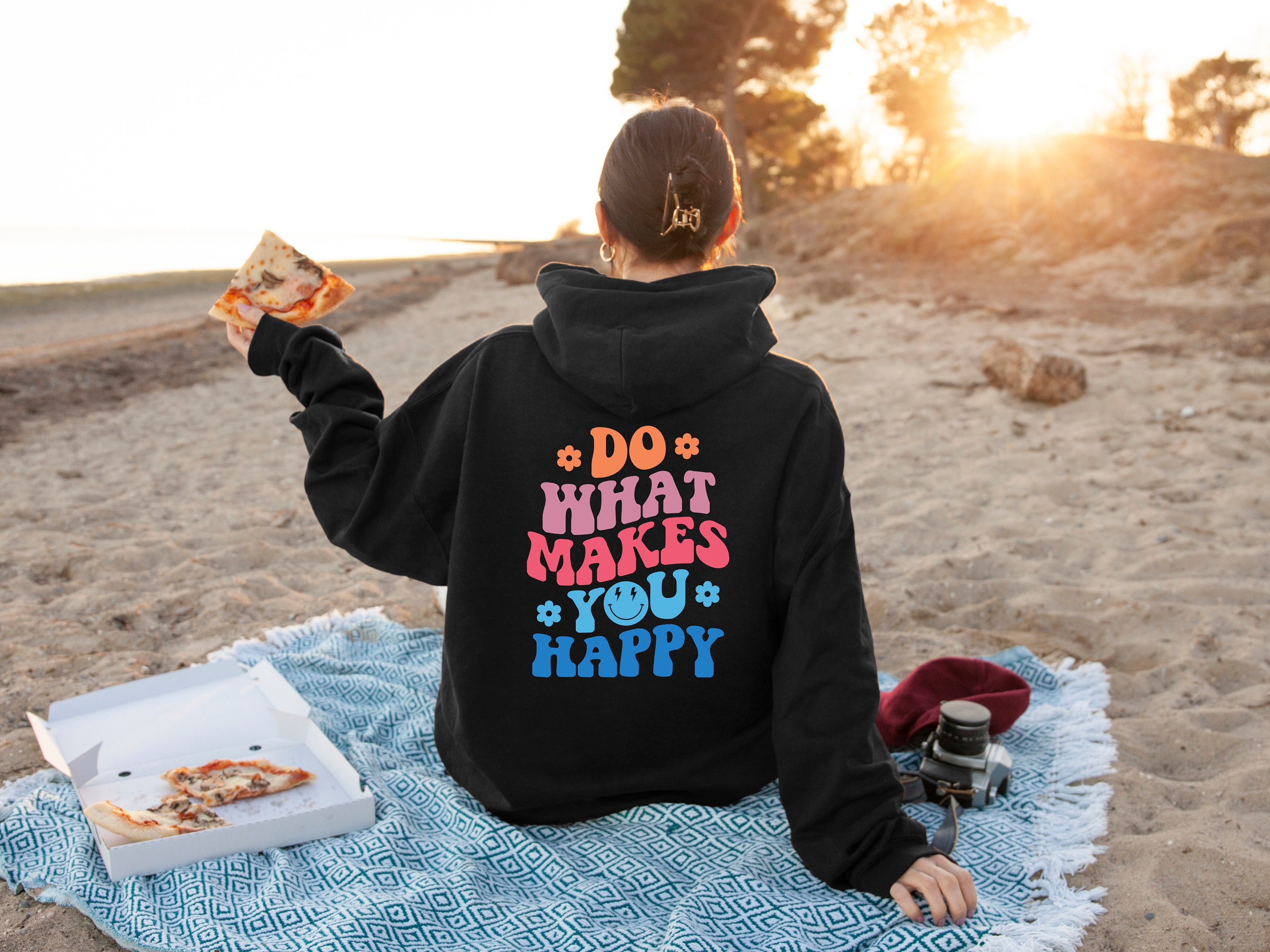 Do What Makes You Happy Hoodie Words on Back Hoodie Trendy