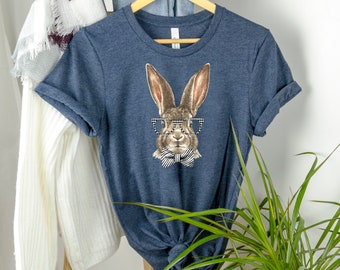 Coniglietto con occhiali e camicia papillon, camicia amante coniglietto, camicia amante coniglio, camicia pasquale, camicia coniglietto pasquale, camicia coniglietto carino, camicia coniglio