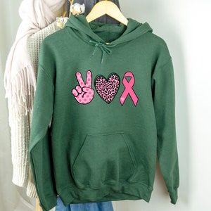 Peace Love Cure Sweatshirt, Cancer Awareness Hoodie, Borstkanker Hoodie, Borstkanker Lint Sweatshirt, Cancer Warrior Sweatshirt