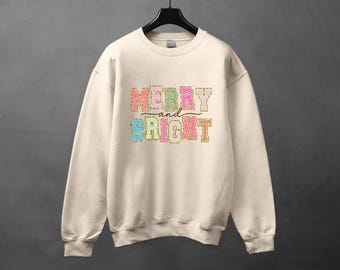 Sudadera alegre y brillante, sudadera navideña, sudadera navideña familiar, sudaderas navideñas para mujer, sudadera feliz navidad