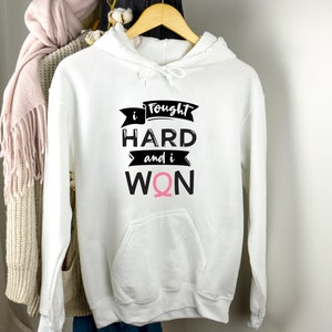 Ik heb hard gevochten en ik won hoodie, cancer support sweatshirt, cancer warrior hoodie, borstkanker sweatshirt, borstkanker awareness trui