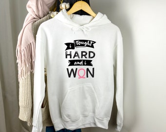 Ik heb hard gevochten en ik won hoodie, cancer support sweatshirt, cancer warrior hoodie, borstkanker sweatshirt, borstkanker awareness trui