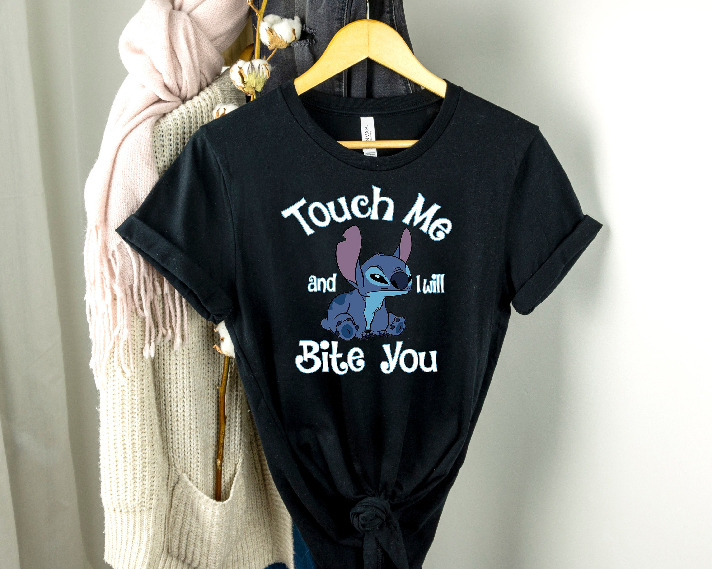 Stitch Touch Me And I Will Bite You G200 Navy Cotton Men TShirt Made In USA - T - Foto 13