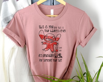 Stitch This Is Your Badness Level Shirts, Kids Stitch Shirts, Lilo en Stitch Shirts, Funny Kids Disney Shirt, Disney World Shirts voor kinderen