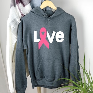 Liefde Kanker Lint Sweatshirt, Cancer Awareness Hoodie, Borstkanker Hoodie, Borstkanker Lint Sweatshirt, Cancer Warrior Sweatshirt