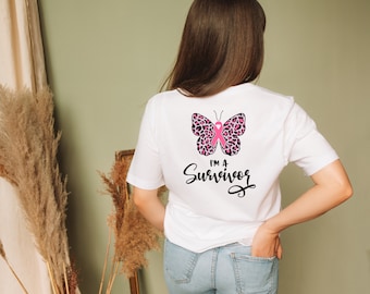 I'm A Survivor T-shirt, Cancer Awareness Shirt, Pink Ribbon T-shirt, Cancer Fighter Shirt, Breast Cancer T-shirt, Cancer Survivor T-shirt