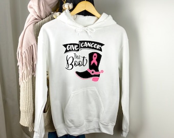 Geef Kanker De Boot Hoodie, Cancer Support Sweatshirt, Cancer Warrior Hoodie, Breast Cancer Sweatshirt, Breast Cancer Awareness Sweatshirt
