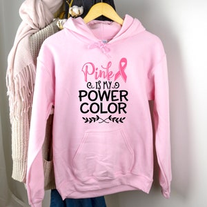 Roze is Mijn Power Color Hoodie, Borstkanker Sweatshirt, Cancer Ribbon Sweatshirt, Cancer Warrior Hoodie, Cancer Survivor Sweatshirt, Cancer