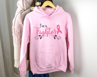 Breast Cancer Fighter Hoodie, Cancer Fighter Sweatshirt, Breast Cancer Hoodie, Breast Cancer Support Sweater, Pink Ribbon Hoodie