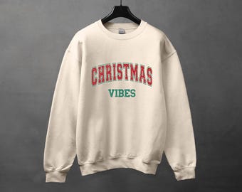 Sudadera con ambiente navideño retro, sudadera navideña para mujer, suéter navideño, linda sudadera navideña, regalo de Navidad, camisa de invierno