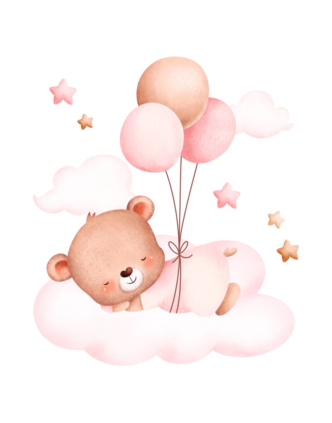 Set of 3 Teddy Bear Printbear Nursery Decorbaby Girl Etsy