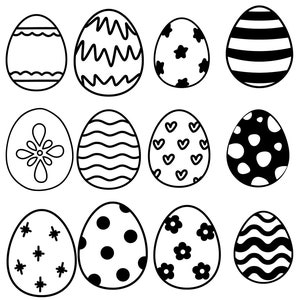 Easter Egg Bundle SVG Files, Easter 2024 Cut Files, Easter Egg Silhouette Vector Files, Happy Easter Vector, Cute Easter Egg Clip Art