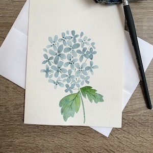 Hand Painted Watercolor Flower Cards | Blank 5x7 Greeting Card | Hydrangea, Bluebonnet or Marigold  | Original Painted Cards (Not Prints)