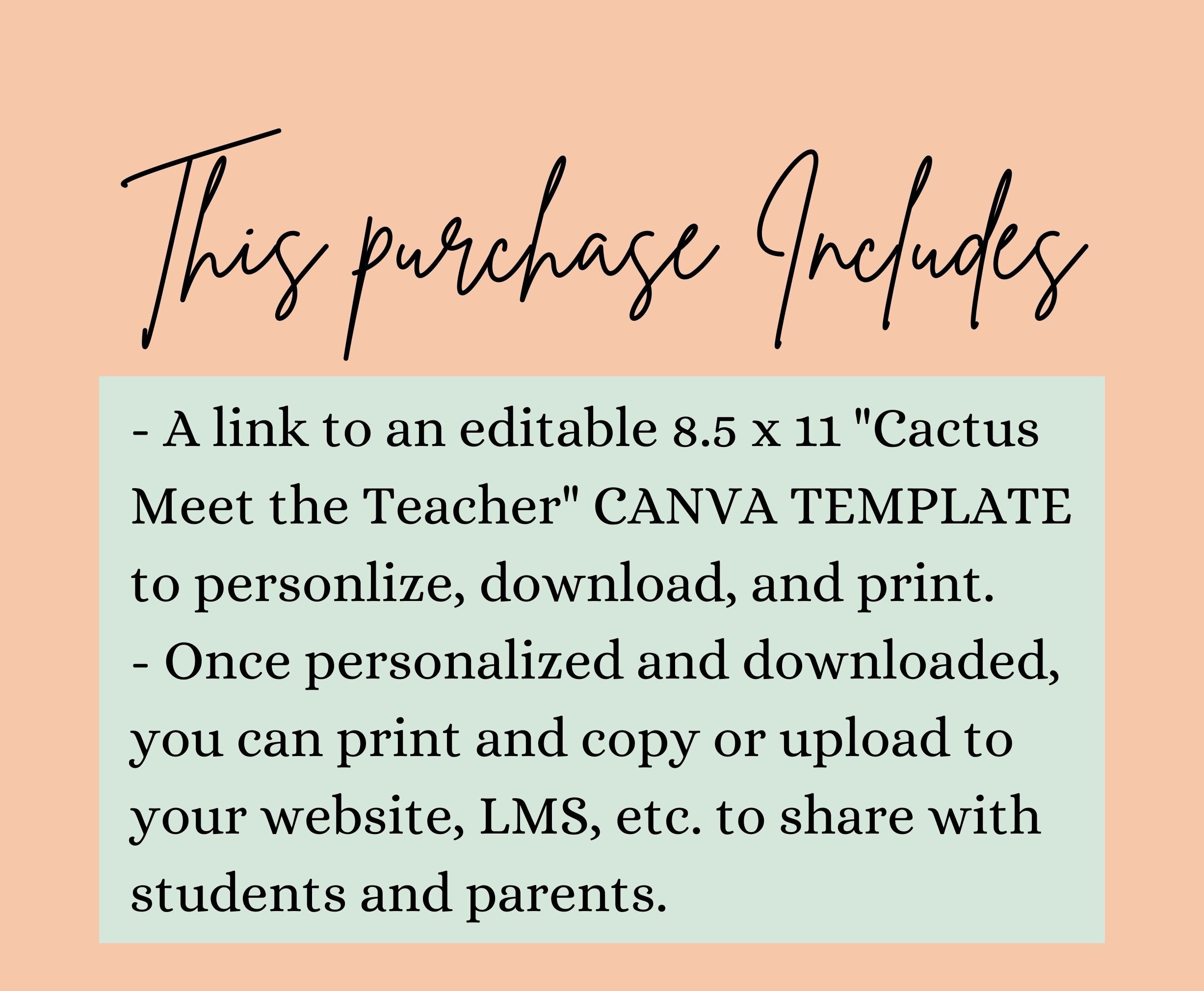 Watercolor Cactus Theme "meet the Teacher" Template | Customize ...