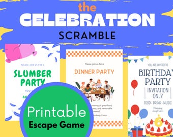 The Celebration Scramble PRINTABLE Family Friendly Escape Room Game