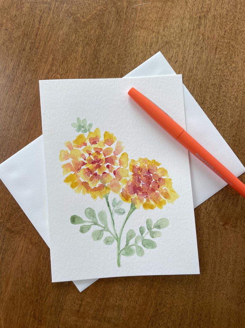 Hand Painted Watercolor Floral Card: 5x7 Blank Greeting Card - Etsy
