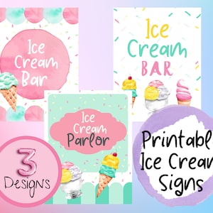 Printable Ice Cream Bar Signs | Printable Ice Cream Party Decorations ...