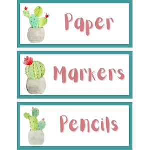 Watercolor Cactus Classroom Labels: Printable Name Tags (Digital Download)