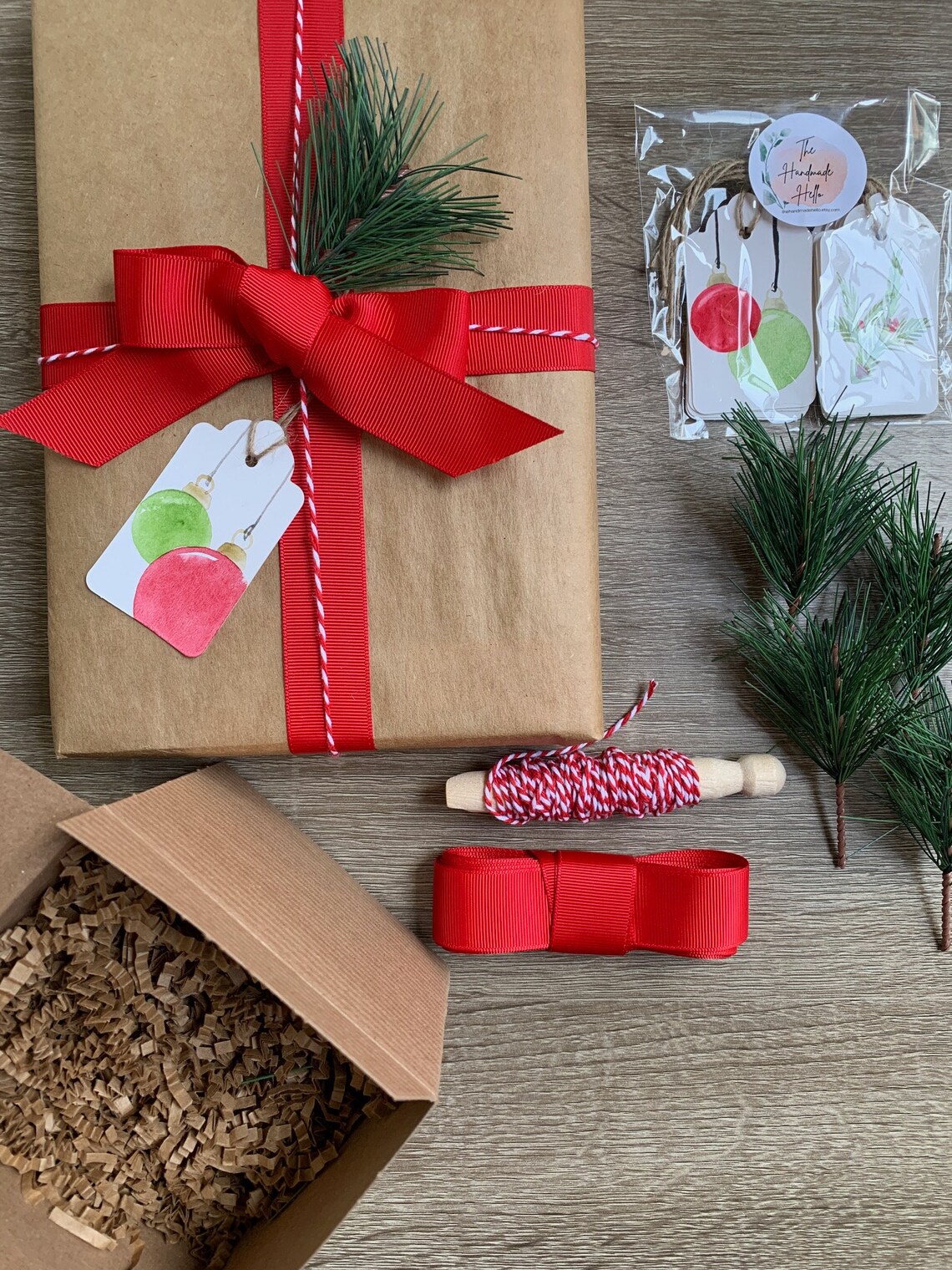 Christmas Wrap Kit Gift Wrapping Kit With Hand Painted Watercolor Gift Tags Get the Look Gift