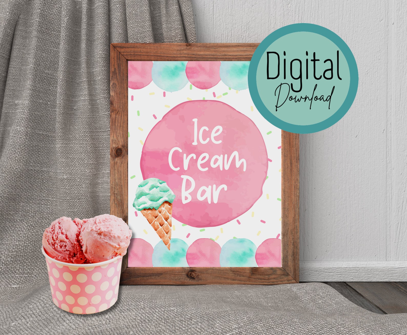 Watercolor Ice Cream Bar Signs: Party Decorations (digital Download) - Etsy
