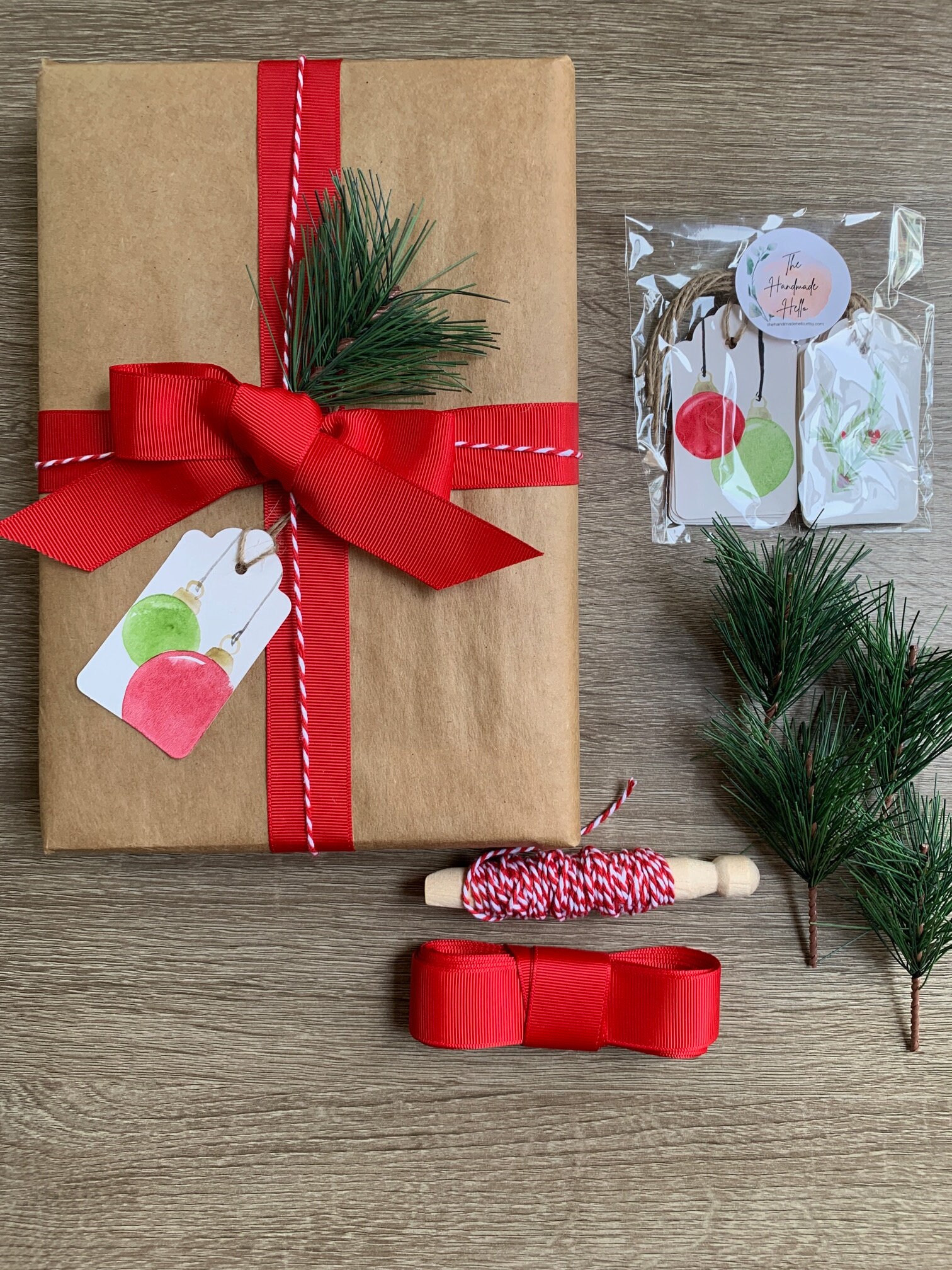 Christmas Wrap Kit Gift Wrapping Kit With Hand Painted Watercolor Gift