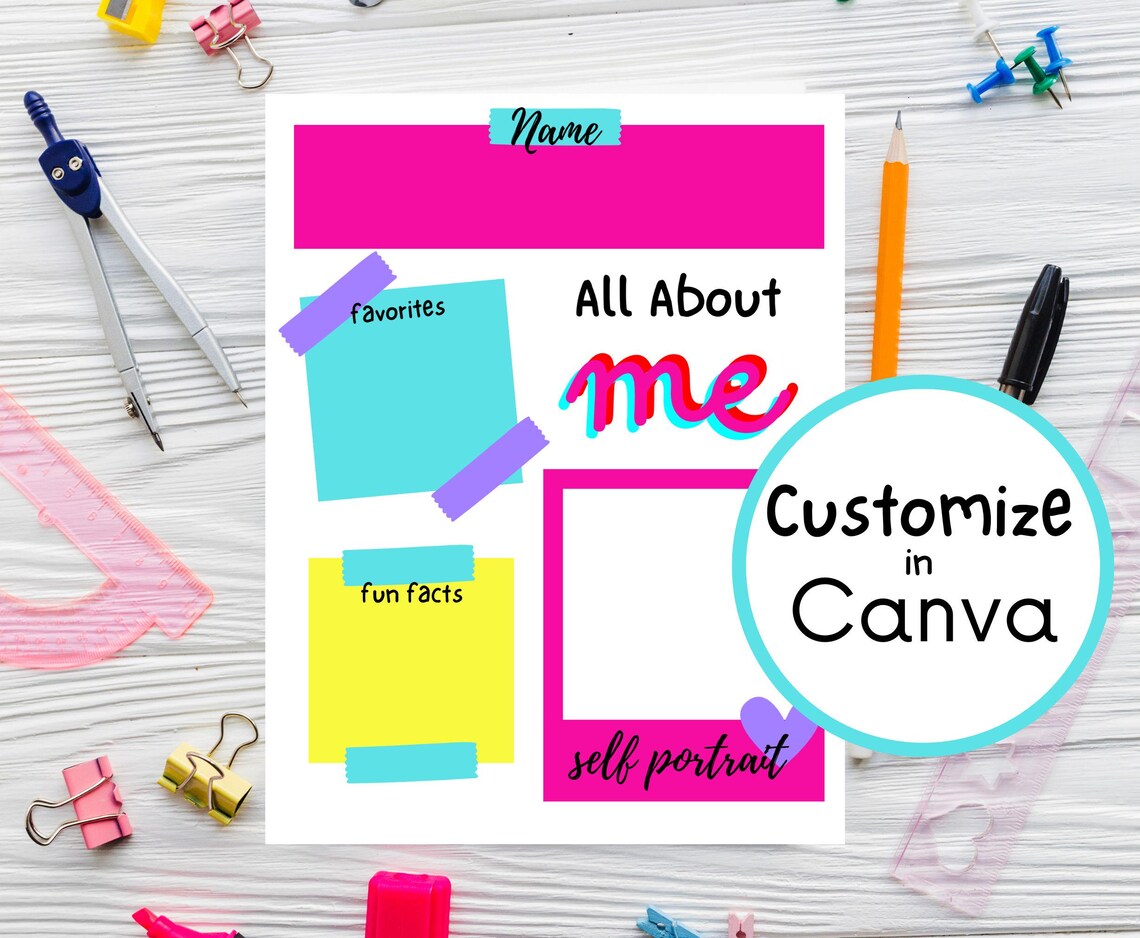 Editable All About Me Sheet: Canva Template, Classroom Icebreaker ...