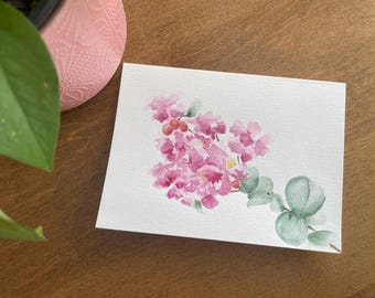 Hand Painted Watercolor Crape Myrtle Card 5x7 Floral Greeting Card Texas Flower