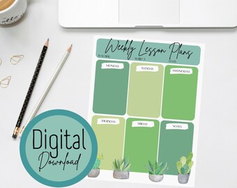 Printable Weekly Lesson Plan Template | Instant Download Monthly Planning Template | Cactus Classroom Theme Materials