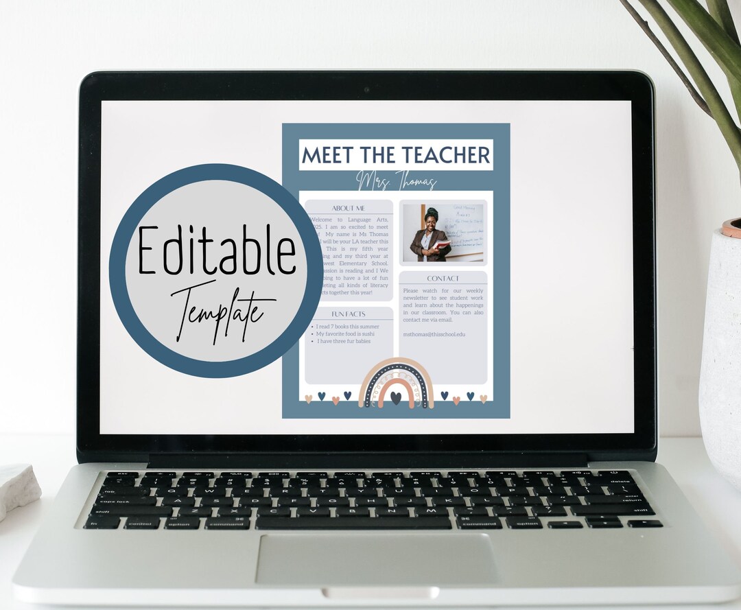 Boho Rainbow Meet the Teacher Template: Customizable Canva Design ...
